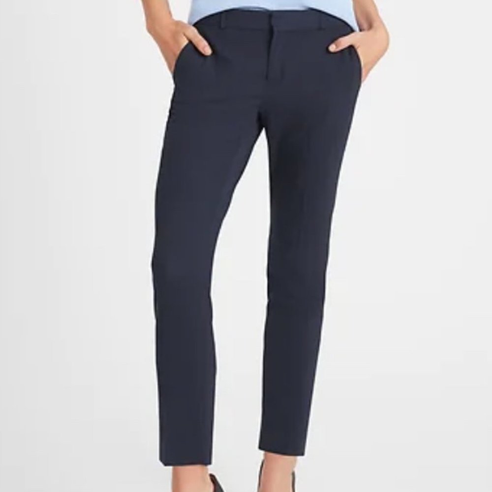 Banana Republic Petite Avery Straight-Fit Washable Wool Blend Pant